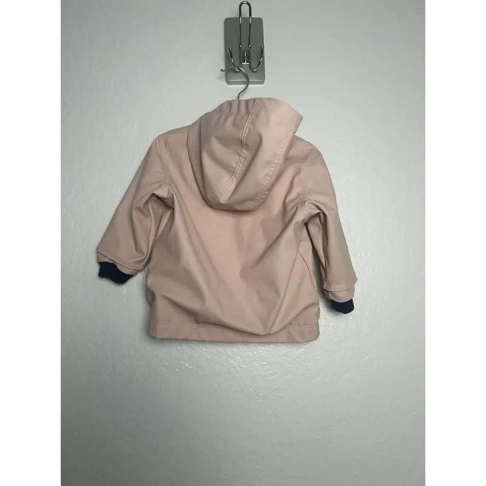 Petit Bateau Light Pink Kid hooded lined rain jacket Size 6 Mos